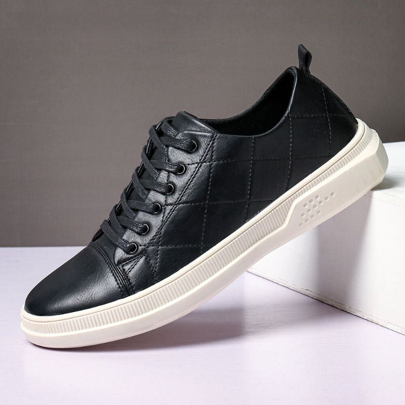 Heren Pure Kleur Microfiber Leer Antislip Zachte Zool Casual Sneakers