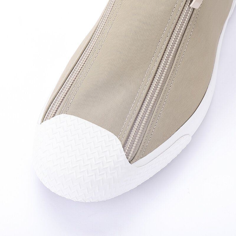 Heren Rubber Cap Teen Rits Comfortabel Ademend Canvas Hoge Enkel Casual Sneakers