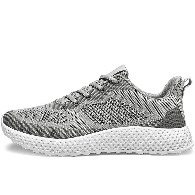 Heren Sport Ademend Gebreide Stof Lace Up Casual Running Athletic Shoes