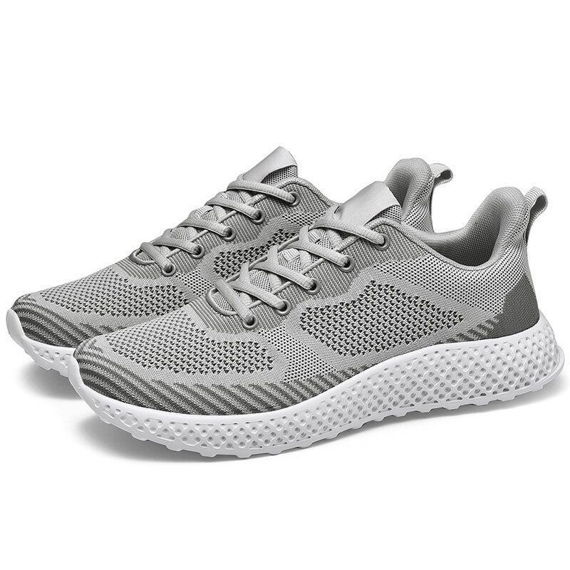 Heren Sport Ademend Gebreide Stof Lace Up Casual Running Athletic Shoes