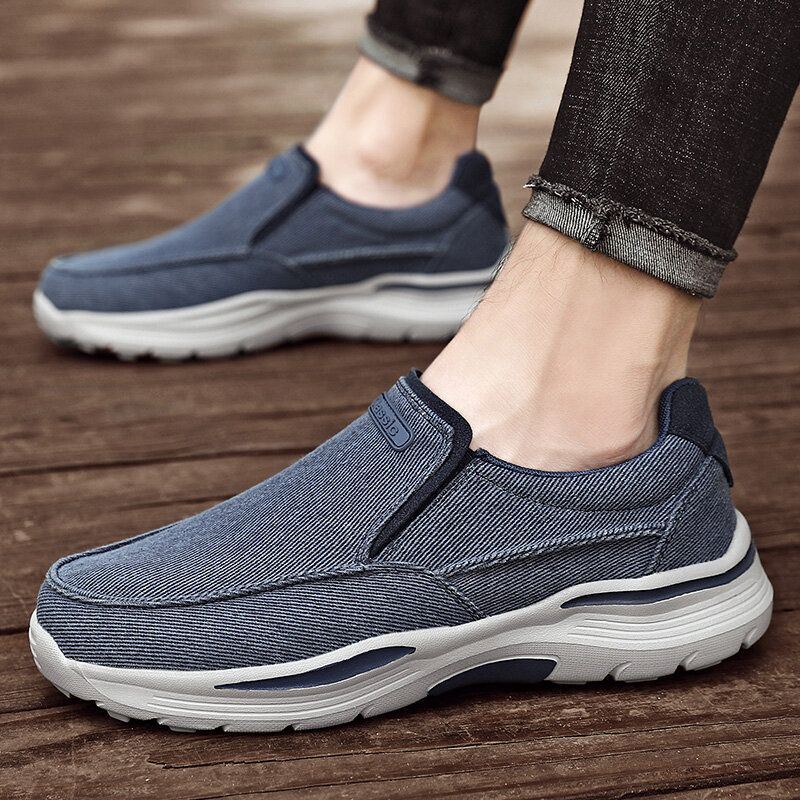 Heren Sport Lichtgewicht Platform Comfortabele Slip On Casual Denim Sneakers