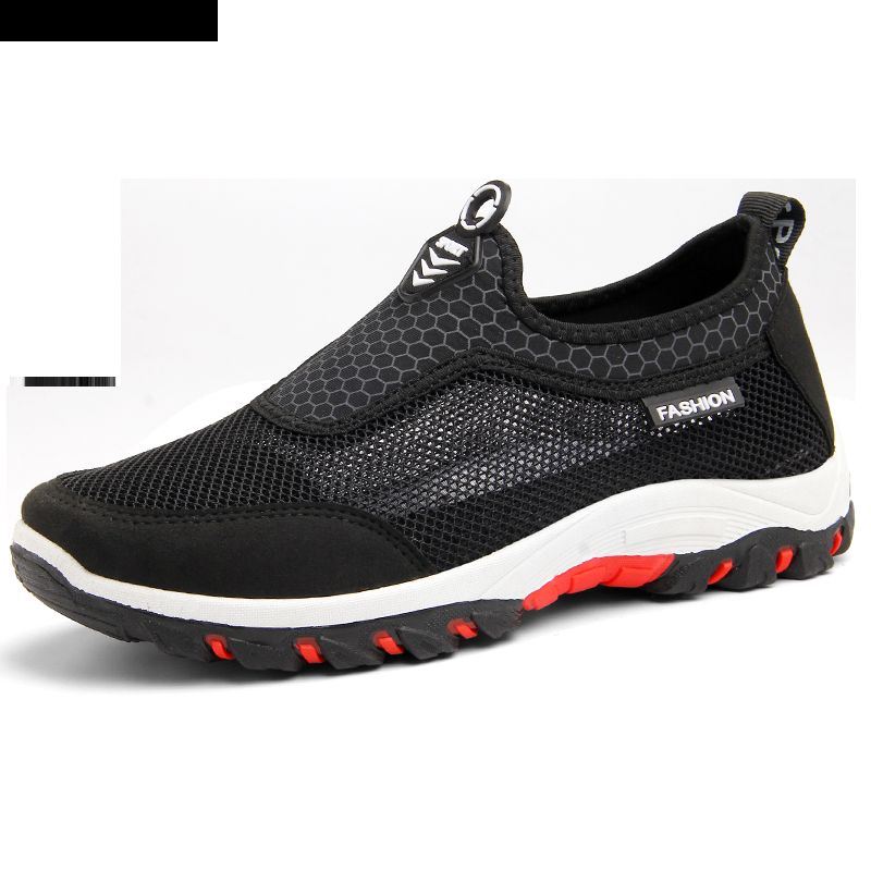 Heren Sport Splicing Mesh Stof Ademende Slip On Casual Wandelschoenen