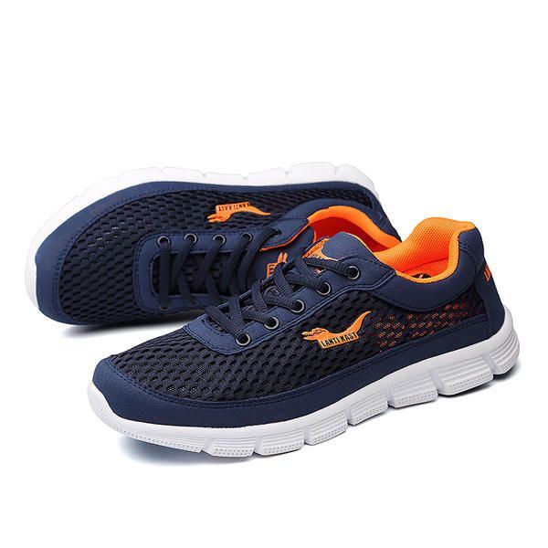 Heren Sportschoenen Outdoor Mesh Ademend Comfortabele Casual Sportschoenen Met Veters