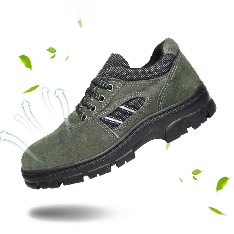 Heren Stalen Neus Slijtvaste Punctie Proof Outdoor Wandelen Lederen Sneakers