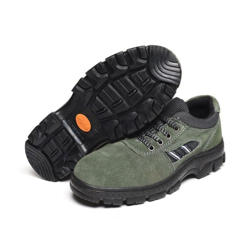 Heren Stalen Neus Slijtvaste Punctie Proof Outdoor Wandelen Lederen Sneakers