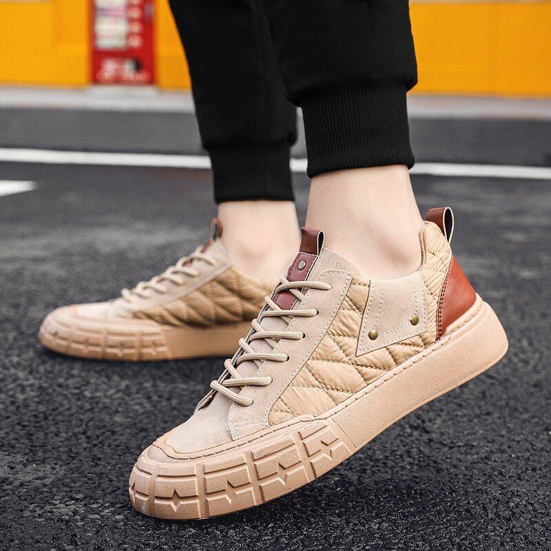 Heren Stijlvolle Dons Doek Splicing Comfortabele Warme Casual Court Sneakers