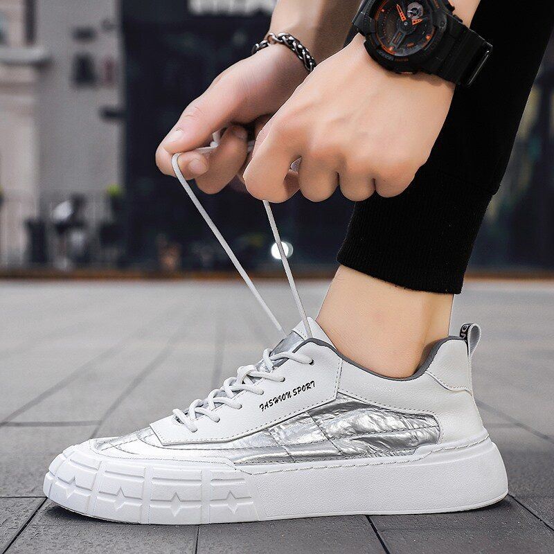 Heren Stijlvolle Donzen Doek Splicing Comfortabele Ronde Neus Warme Casual Court Sneakers