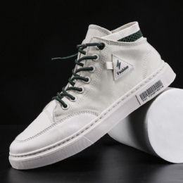 Heren Stijlvolle Stiksels Canvas Comfortabele Ademende Hoge Casual Sneakers