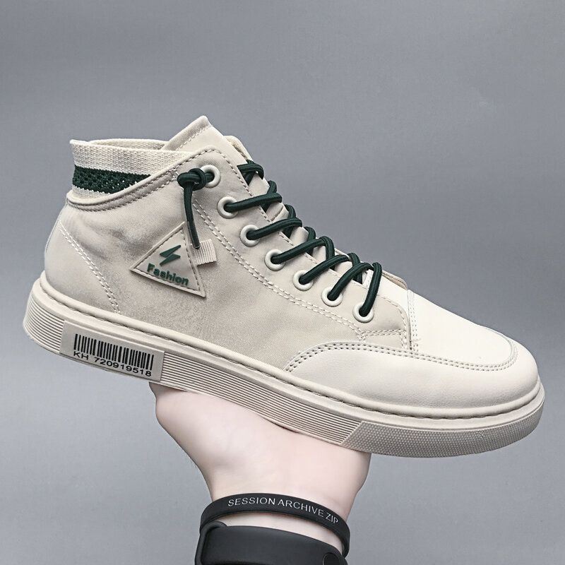 Heren Stijlvolle Stiksels Canvas Comfortabele Ademende Hoge Casual Sneakers