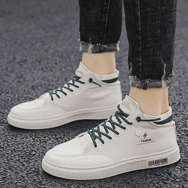 Heren Stijlvolle Stiksels Canvas Comfortabele Ademende Hoge Casual Sneakers