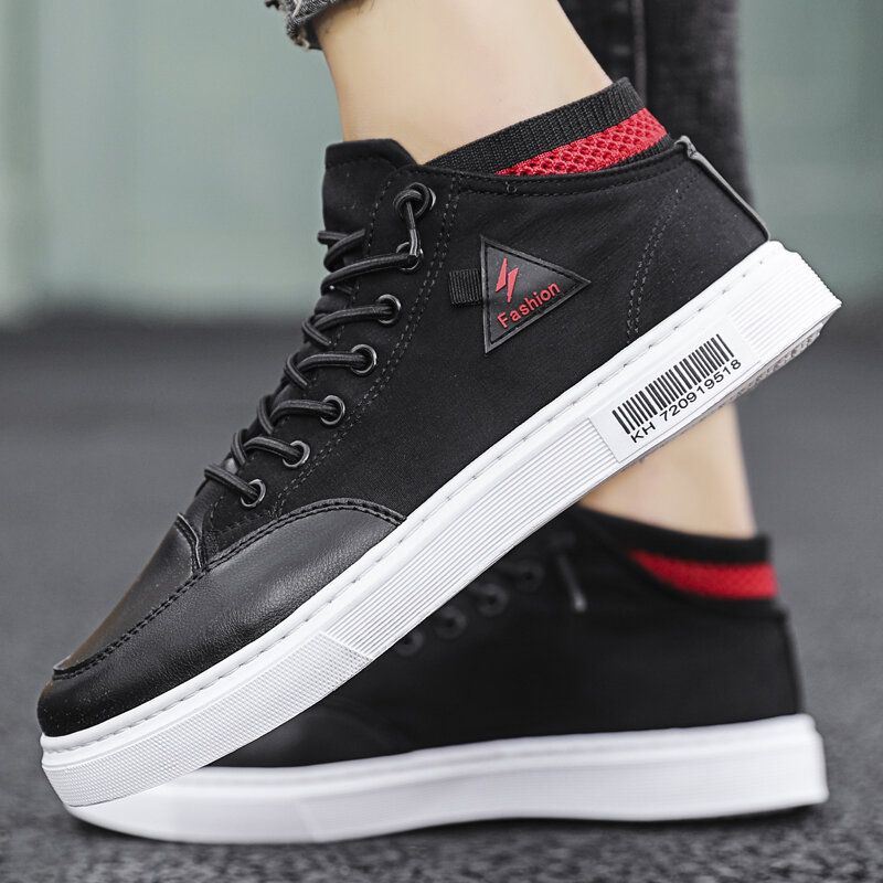 Heren Stijlvolle Stiksels Canvas Comfortabele Ademende Hoge Casual Sneakers