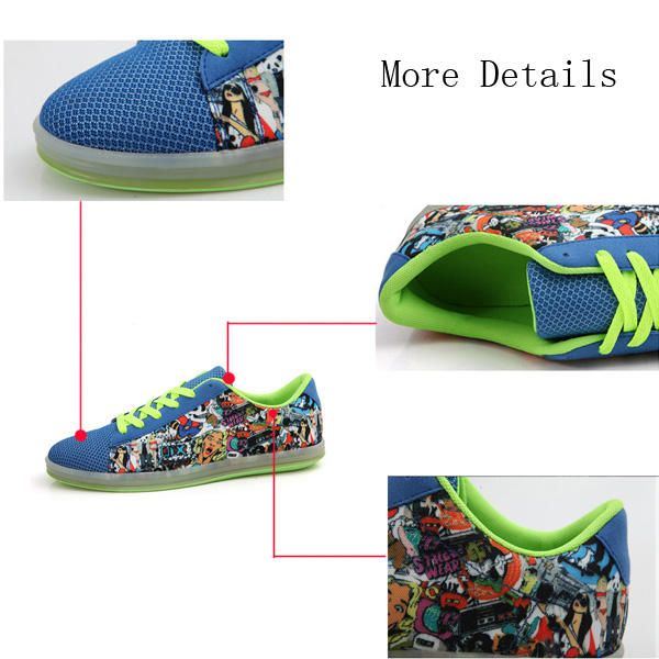 Heren Unisex Lichtgevende Sneakers Patroon Bijpassende Lace Up Ronde Neus Paar Light Up Sneakers