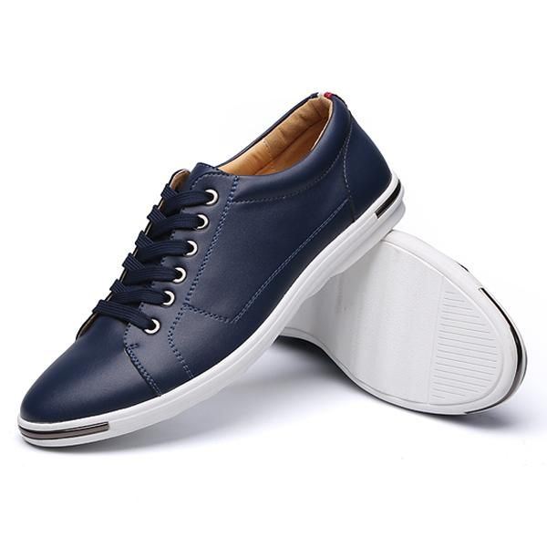 Heren Veterschoenen Pure Kleur Ronde Neus Platte Oxfords Schoenen