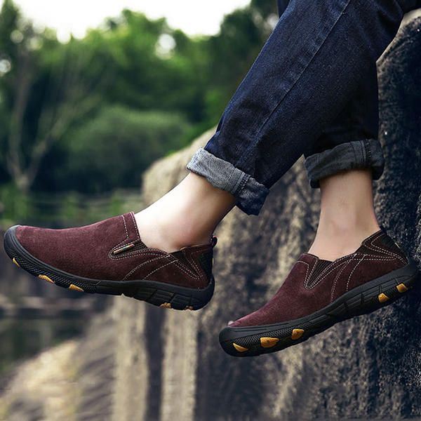 Heren Zacht Leer Comfortabele Casual Wandelschoenen Slijt- En Antislip