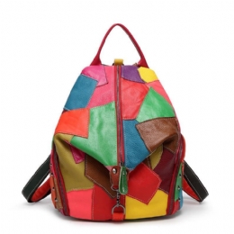 Dames Casual Patchwork Echt Leer Grote Capaciteit Schoudertassen Crossbody Tassen