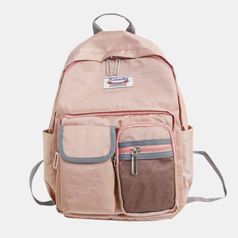 Dames Effen Rugzak Casual Grote Capaciteit Multi-pocket Schooltas Rugzak