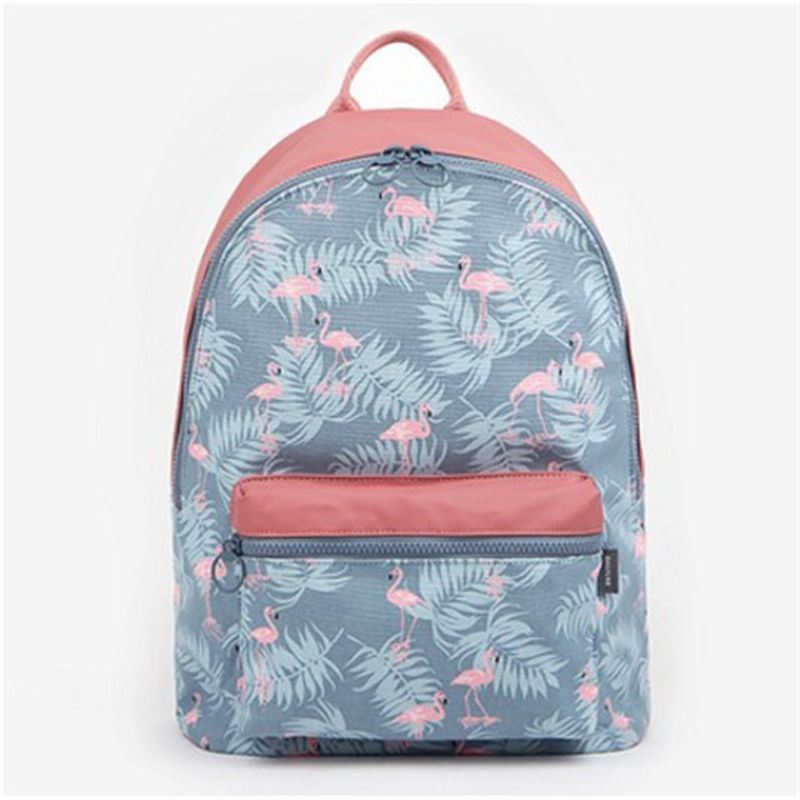 Dames Flamingo Cartoon Afdrukken Rugzak Bloemen Casual Meisje Schooltas