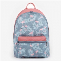 Dames Flamingo Cartoon Afdrukken Rugzak Bloemen Casual Meisje Schooltas