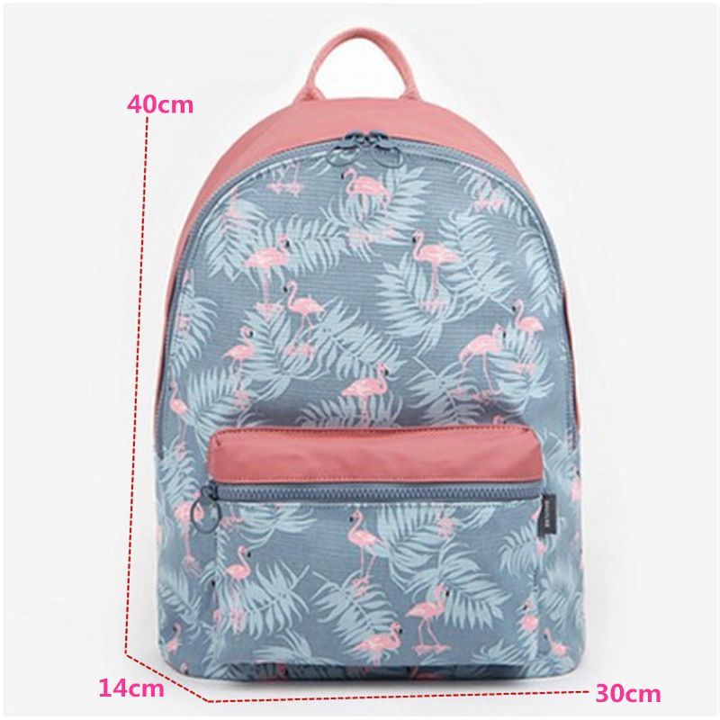 Dames Flamingo Cartoon Afdrukken Rugzak Bloemen Casual Meisje Schooltas