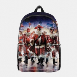 Dames Kerst Feestelijke Driedimensionale Elanden Kerstman Print Casual Universele Schooltas Rugzak