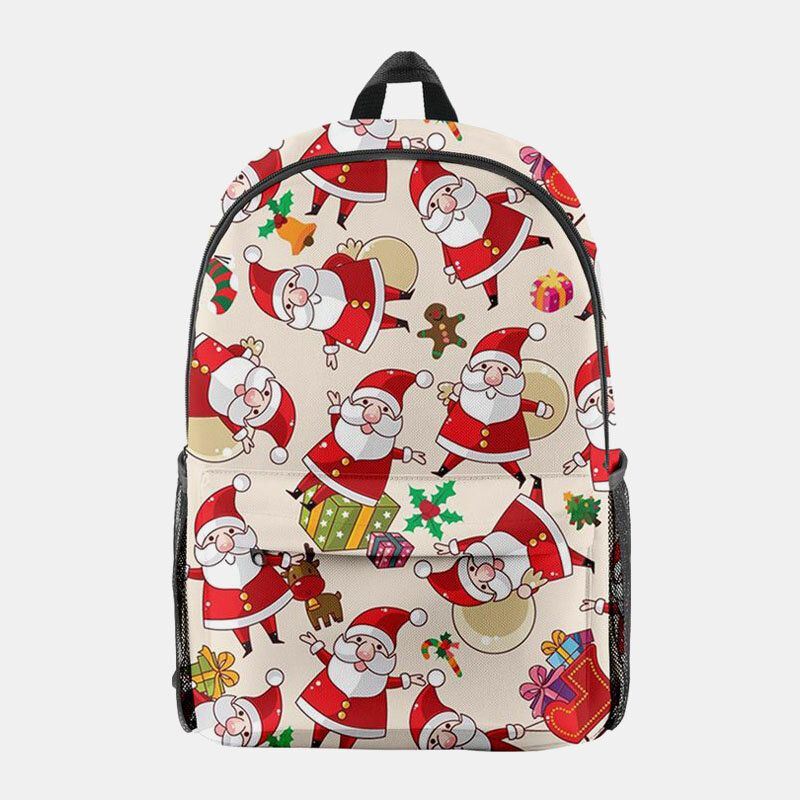 Dames Kerst Feestelijke Driedimensionale Elanden Kerstman Print Casual Universele Schooltas Rugzak