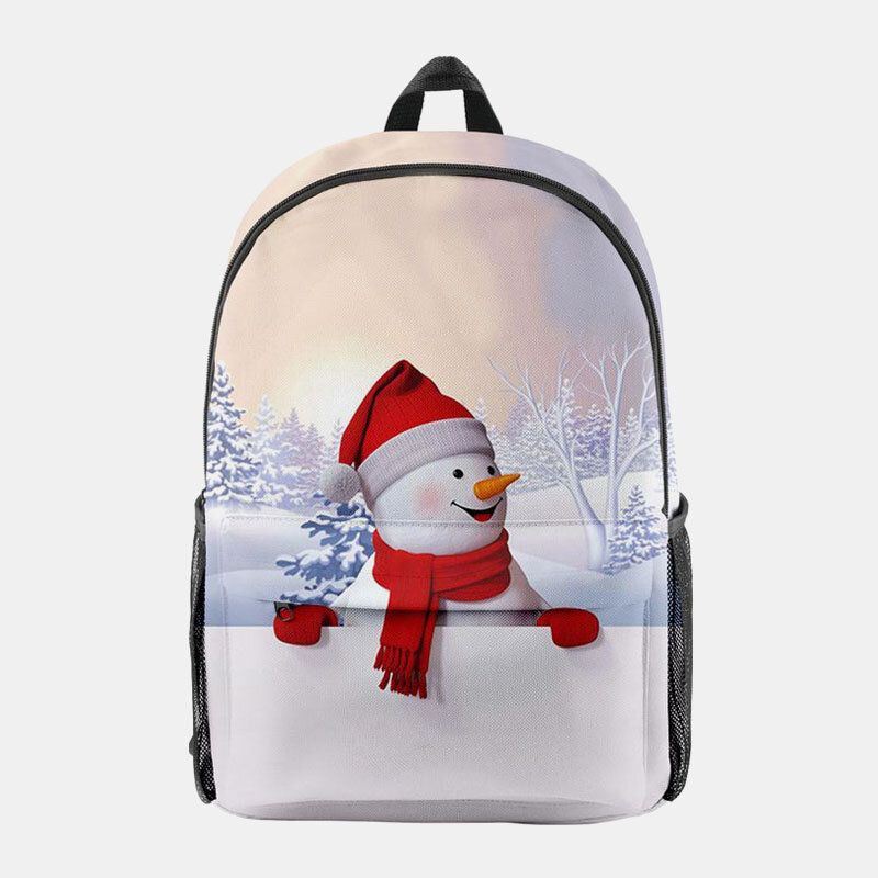 Dames Kerst Feestelijke Driedimensionale Elanden Kerstman Print Casual Universele Schooltas Rugzak