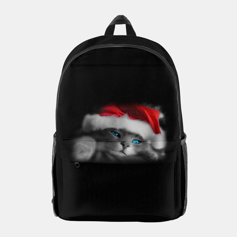 Dames Kerst Feestelijke Driedimensionale Elanden Kerstman Print Casual Universele Schooltas Rugzak