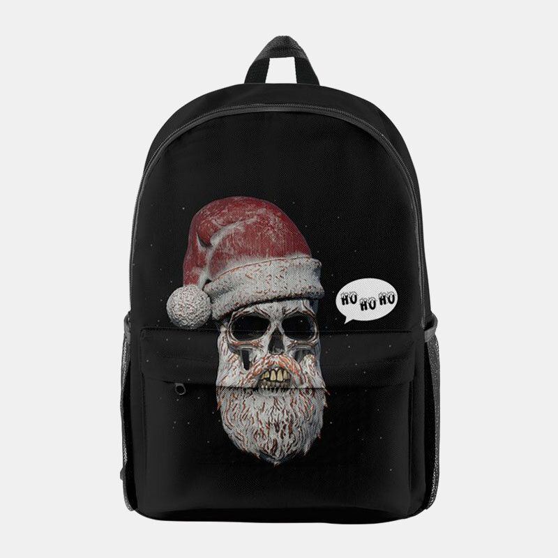 Dames Kerst Feestelijke Driedimensionale Elanden Kerstman Print Casual Universele Schooltas Rugzak