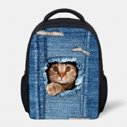 Dames Kind Unisex 3d Dier Creatieve Cartoon Leuke Kat Print Casual Outdoor Rugzak Schooltas