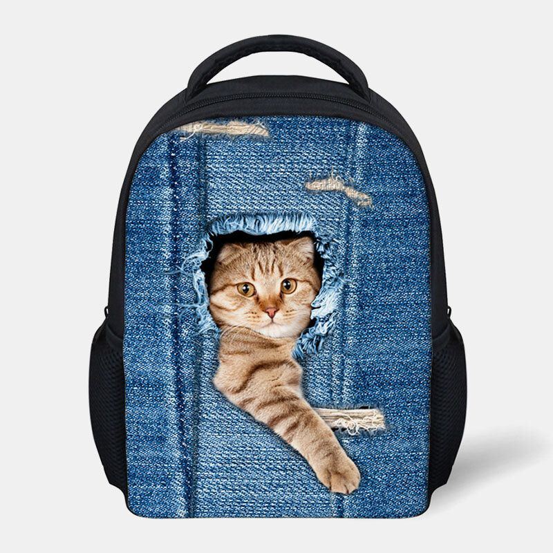 Dames Kind Unisex 3d Dier Creatieve Cartoon Leuke Kat Print Casual Outdoor Rugzak Schooltas