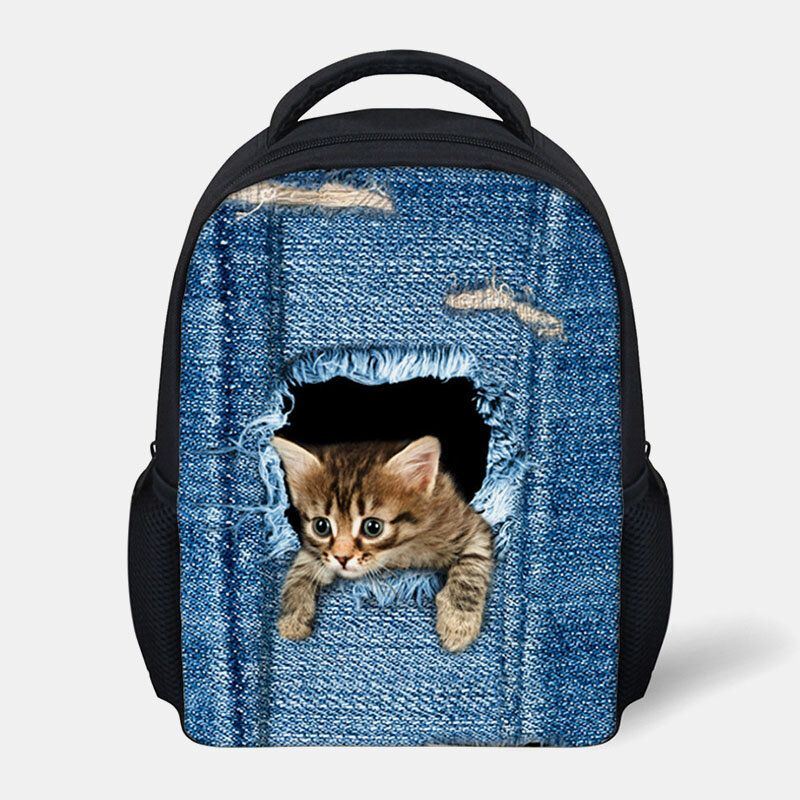 Dames Kind Unisex 3d Dier Creatieve Cartoon Leuke Kat Print Casual Outdoor Rugzak Schooltas