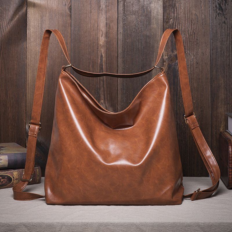 Dames Olie Wax Leer Grote Capaciteit Rugzak Schoudertas Crossbody Tas Portemonnee Luiertas Hobo Tas Hobo Tas