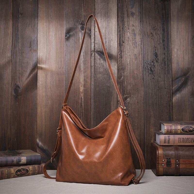 Dames Olie Wax Leer Grote Capaciteit Rugzak Schoudertas Crossbody Tas Portemonnee Luiertas Hobo Tas Hobo Tas