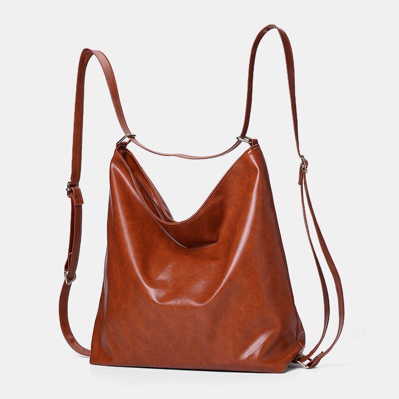 Dames Olie Wax Leer Grote Capaciteit Rugzak Schoudertas Crossbody Tas Portemonnee Luiertas Hobo Tas Hobo Tas