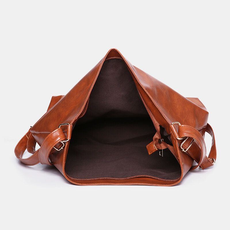 Dames Olie Wax Leer Grote Capaciteit Rugzak Schoudertas Crossbody Tas Portemonnee Luiertas Hobo Tas Hobo Tas