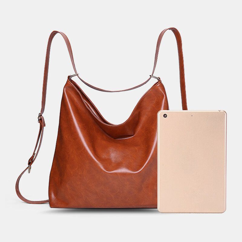 Dames Olie Wax Leer Grote Capaciteit Rugzak Schoudertas Crossbody Tas Portemonnee Luiertas Hobo Tas Hobo Tas