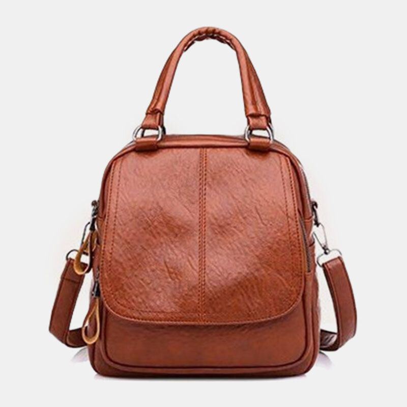 Dames Pu Lederen Multi-carry Vintage Waterdichte Crossbody Tas Schoudertas Rugzak