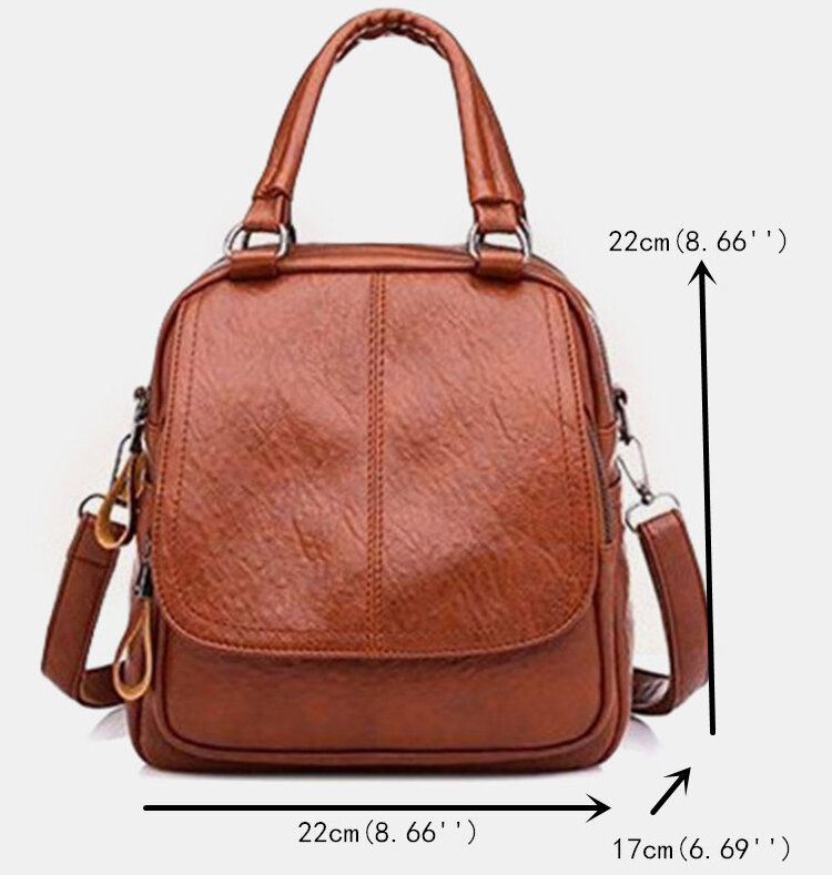 Dames Pu Lederen Multi-carry Vintage Waterdichte Crossbody Tas Schoudertas Rugzak