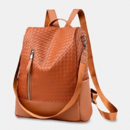 Dames Pu Soft Leather Diamond Lattice Pattern Rugzak Grote Capaciteit Multi-pocket Schoudertas