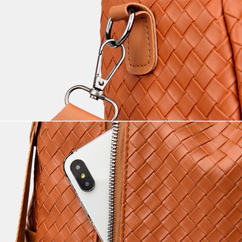 Dames Pu Soft Leather Diamond Lattice Pattern Rugzak Grote Capaciteit Multi-pocket Schoudertas