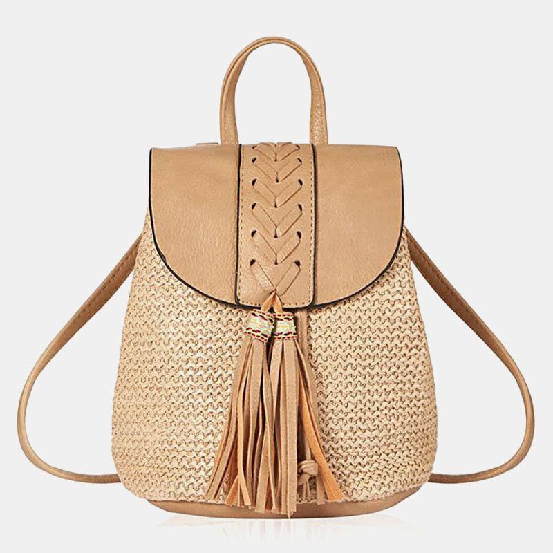 Dames Tassel Strozak Retro Strandtas Rugzak Bucket Bag