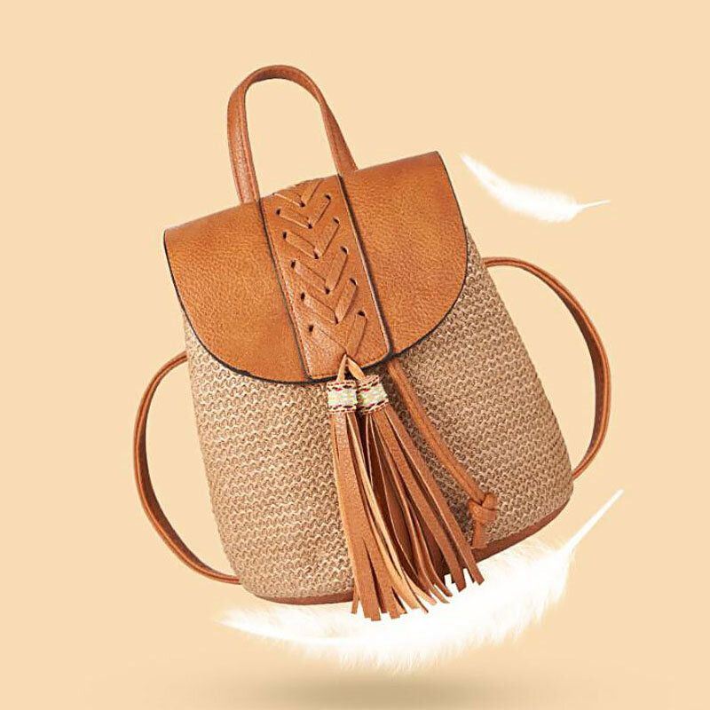 Dames Tassel Strozak Retro Strandtas Rugzak Bucket Bag