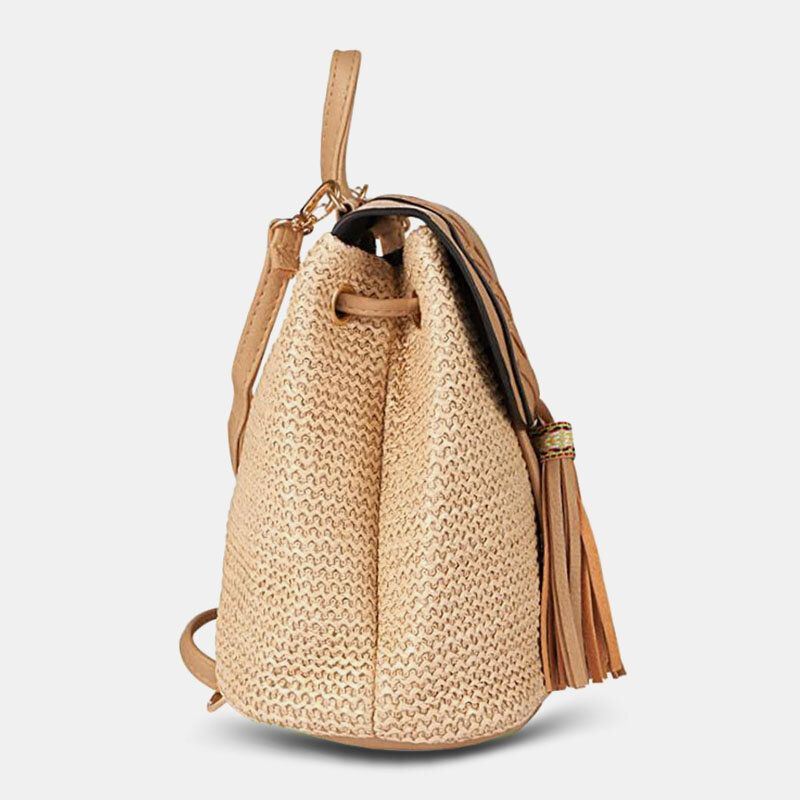 Dames Tassel Strozak Retro Strandtas Rugzak Bucket Bag