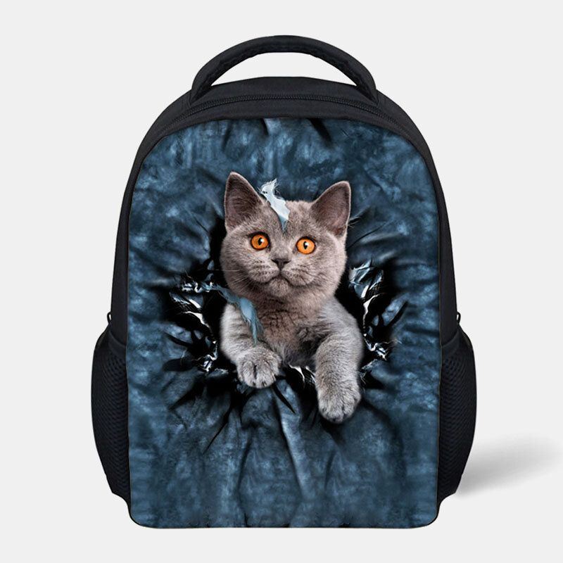 Dames Unisex Dier Creatieve 3d Cartoon Leuke Kat Casual Outdoor Kleine Rugzak Schooltas