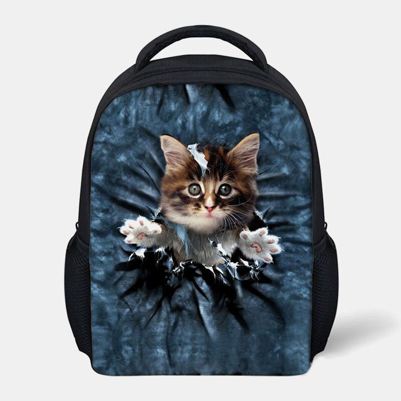 Dames Unisex Dier Creatieve 3d Cartoon Leuke Kat Casual Outdoor Kleine Rugzak Schooltas