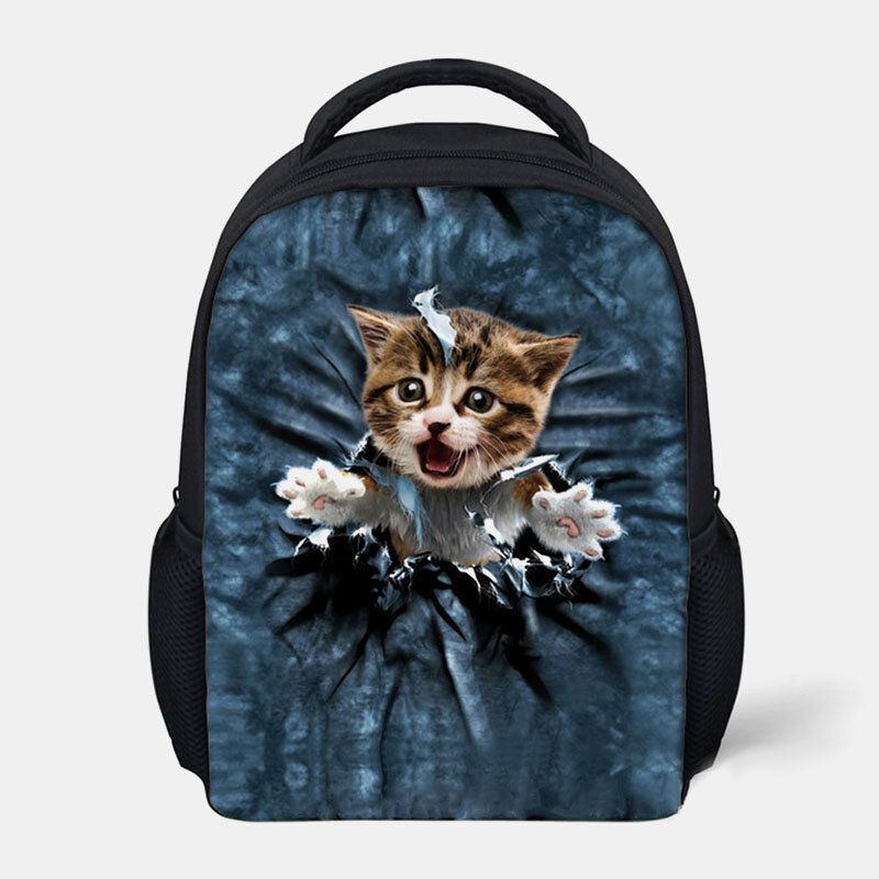 Dames Unisex Dier Creatieve 3d Cartoon Leuke Kat Casual Outdoor Kleine Rugzak Schooltas