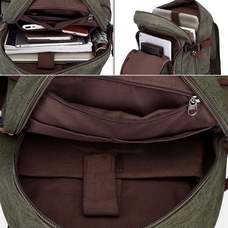 Heren Canvas Grote Capaciteit Multi-pocket Waterbestendige Casual Laptoptas Rugzak Schoudertas