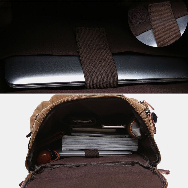 Heren Canvas Multi-pocket Grote Capaciteit Multifunctionele Laptop Casual Rugzak Reistas