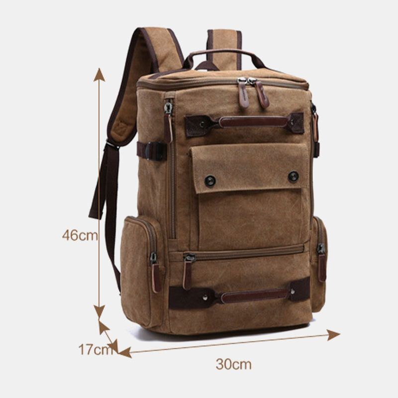 Heren Canvas Multi-pocket Grote Capaciteit Multifunctionele Laptop Casual Rugzak Reistas