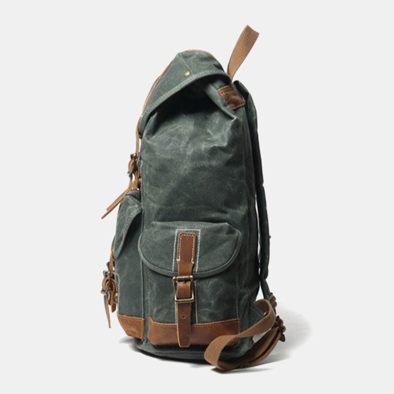 Heren Canvas Retro Travel Outdoor Wandelen Rugzak Met Grote Capaciteit En Meerdere Zakken